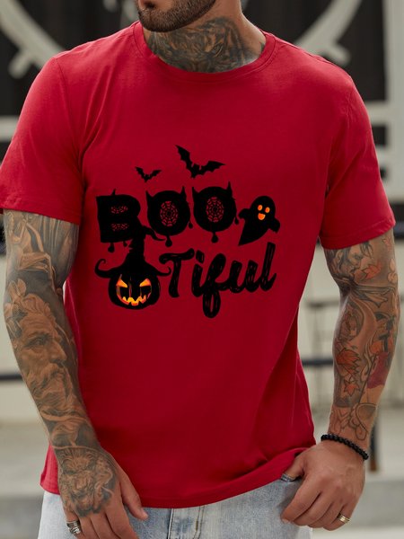 Halloween pumpkin bat Men`s T-Shirt, Red, T-shirts