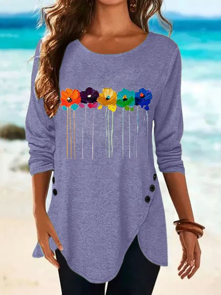 Women Funny Abstract Flower Crew Neck Regular Fit T-Shirt, Purple, Long sleeves
Women Funny Abstract Flower Crew Neck Regular Fit T-Shirt, Purple, Long sleeves