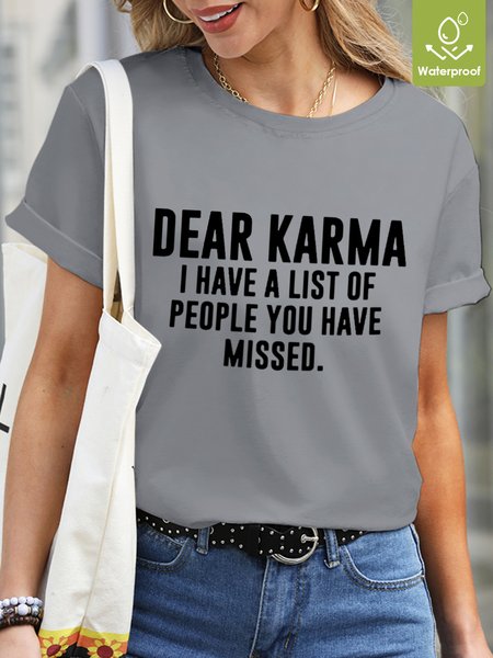 Dear Karma Waterproof Oilproof Stainproof Fabric Women's T-Shirt, Gray, T-shirts