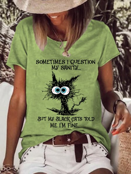 Women Funny Graphic Cat Sometimes I Question My Sanity But My Black Cats Told Me I’M Fine T-Shirt, Green, T-shirts
Women Funny Graphic Cat Sometimes I Question My Sanity But My Black Cats Told Me I’M Fine T-Shirt, Green, T-shirts