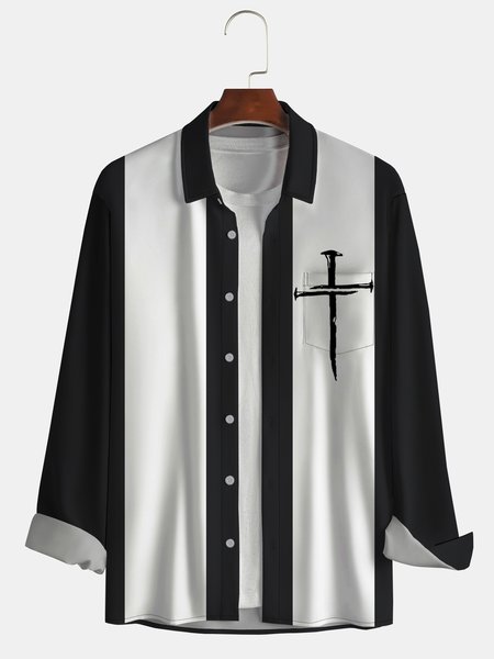 Mens Saint Cross Print Front Buttons Soft Breathable Chest Pocket Casual Bowling Shirts, Black, Long Sleeve Shirts
Mens Saint Cross Print Front Buttons Soft Breathable Chest Pocket Casual Bowling Shirts, Black, Long Sleeve Shirts