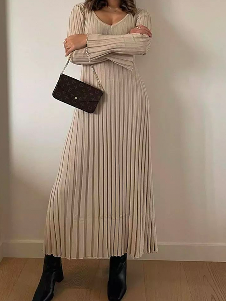 High Elasticity V neck Plain Regular Fit V Neck Long Dresses, Apricot, Midi Dresses
High Elasticity V neck Plain Regular Fit V Neck Long Dresses, Apricot, Midi Dresses