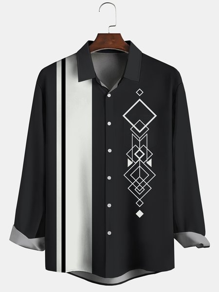 Mens Geo Print Front Buttons Soft Breathable Chest Pocket Casual Bowling Shirts, Black, Long Sleeve Shirts
Mens Geo Print Front Buttons Soft Breathable Chest Pocket Casual Bowling Shirts, Black, Long Sleeve Shirts