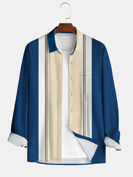 Casual Art Collection Striped Geometric Color Block Pattern Lapel Long Sleeve Print Shirt Top, Blue, Long Sleeve Shirts
Casual Art Collection Striped Geometric Color Block Pattern Lapel Long Sleeve Print Shirt Top, Blue, Long Sleeve Shirts
