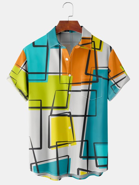 Men's Art Geometric Print Casual Breathable Hawaiian Short Sleeve Shirt, Cyan, Short Sleeve Shirts
Men's Art Geometric Print Casual Breathable Hawaiian Short Sleeve Shirt, Cyan, Short Sleeve Shirts