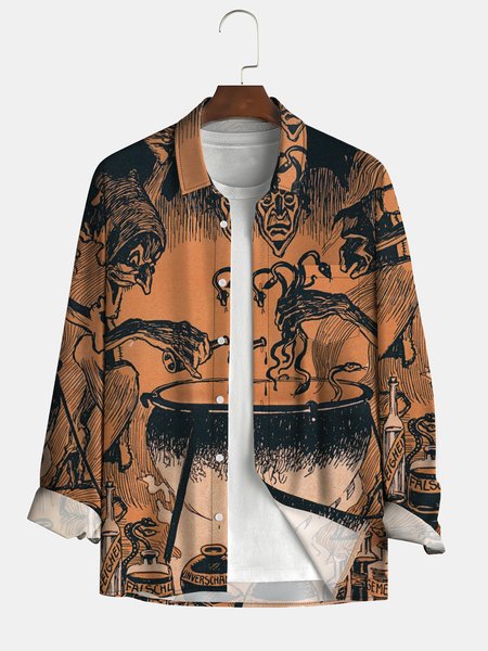 Men's Halloween Print Fashion Lapel Long Sleeve Hawaiian Shirt, Orange, Long Sleeve Shirts
Men's Halloween Print Fashion Lapel Long Sleeve Hawaiian Shirt, Orange, Long Sleeve Shirts