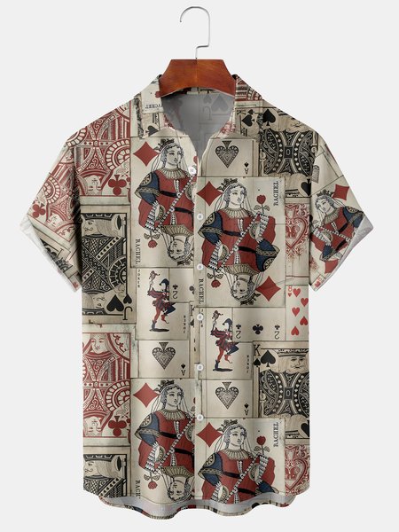 Men's Vintage Playing Card Graphic Print Short Sleeve Shirt, Khaki, Short Sleeve Shirts
Men's Vintage Playing Card Graphic Print Short Sleeve Shirt, Khaki, Short Sleeve Shirts