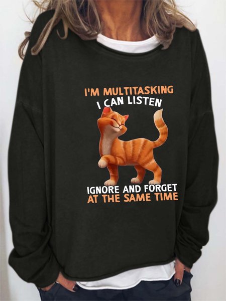 Women Forgetfulness Cat Letters Crew Neck Casual Sweatshirt, Black, Hoodies&Sweatshirts
Women Forgetfulness Cat Letters Crew Neck Casual Sweatshirt, Black, Hoodies&Sweatshirts