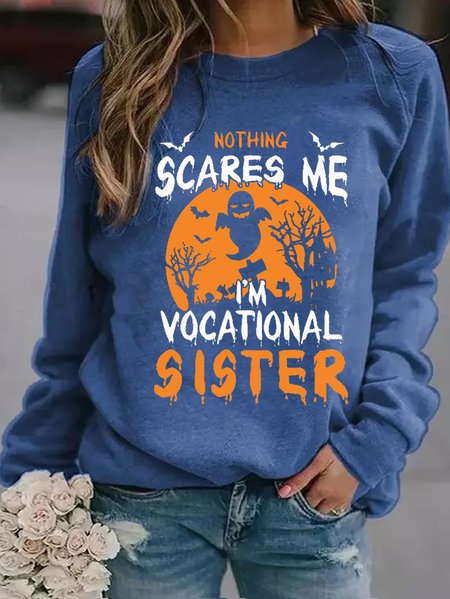 Women Funny Graphic Nothing Scare Me I’m Vocational Sister Crew Neck Sweatshirts, Blue, Hoodies&Sweatshirts
Women Funny Graphic Nothing Scare Me I’m Vocational Sister Crew Neck Sweatshirts, Blue, Hoodies&Sweatshirts