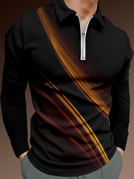 Casual Art Collection Gradient Geometric Stripes Color Block Pattern Lapel Long Sleeve Polo Print Top, Black, Men's t-shirts
Casual Art Collection Gradient Geometric Stripes Color Block Pattern Lapel Long Sleeve Polo Print Top, Black, Men's t-shirts
