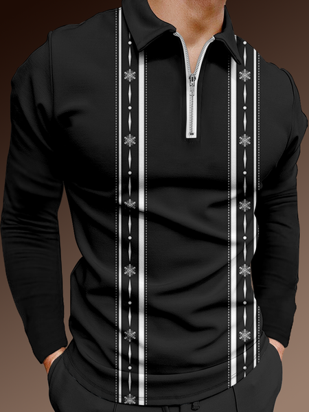 Casual Festive Collection Christmas Geometric Striped Snowflake Element Pattern Lapel Long Sleeve Polo Print Top, Black, Polos
Casual Festive Collection Christmas Geometric Striped Snowflake Element Pattern Lapel Long Sleeve Polo Print Top, Black, Polos