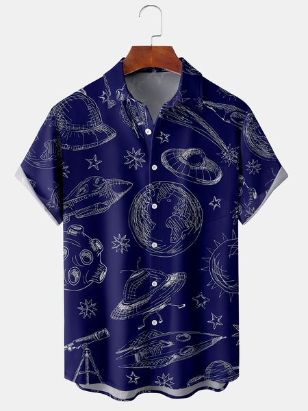 Men's Line Art Spacecraft Print Casual Breathable Hawaiian Short Sleeve Shirt, Blue, Short Sleeve Shirts
Men's Line Art Spacecraft Print Casual Breathable Hawaiian Short Sleeve Shirt, Blue, Short Sleeve Shirts