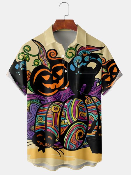 Men's Casual Halloween Print Front Button Soft Breathable Chest Pocket Casual Hawaiian Shirt, Khaki, Men's Floral shirt
Men's Casual Halloween Print Front Button Soft Breathable Chest Pocket Casual Hawaiian Shirt, Khaki, Men's Floral shirt