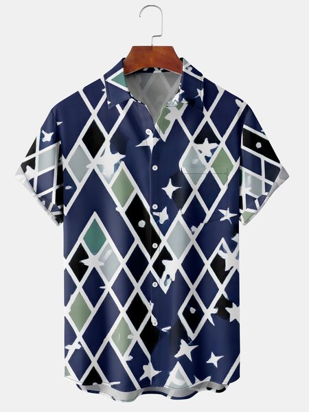 Men's Casual Geometric Print Front Button Soft Breathable Chest Pocket Casual Hawaiian Shirt, Deep blue, Men's Floral shirt
Men's Casual Geometric Print Front Button Soft Breathable Chest Pocket Casual Hawaiian Shirt, Deep blue, Men's Floral shirt