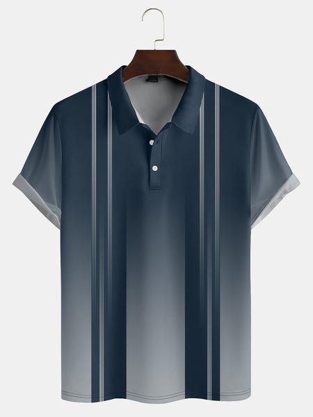 Casual Art Collection Gradient Geometric Stripe Pattern Lapel Short Sleeve Polo Print Top, Deep blue, Men's t-shirts
Casual Art Collection Gradient Geometric Stripe Pattern Lapel Short Sleeve Polo Print Top, Deep blue, Men's t-shirts
