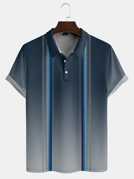 Casual Art Collection Gradient Geometric Stripe Pattern Lapel Short Sleeve Polo Print Top, Deep blue, Men's t-shirts
Casual Art Collection Gradient Geometric Stripe Pattern Lapel Short Sleeve Polo Print Top, Deep blue, Men's t-shirts