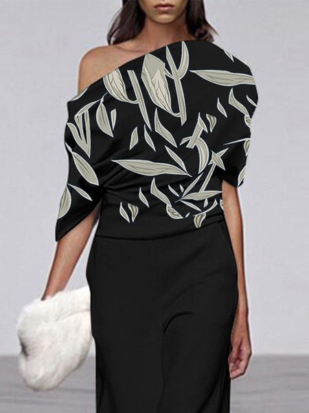 Women Autumn Plants Urban Micro-Elasticity Daily Asymmetrical Half sleeve Regular Regular Blouse, Black, Blouses and Shirts
Women Autumn Plants Urban Micro-Elasticity Daily Asymmetrical Half sleeve Regular Regular Blouse, Black, Blouses and Shirts