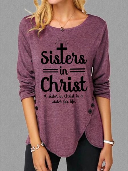 Sister In Christ A Sister For Life Women's Long Sleeve T-Shirt, Wine red, Long sleeves