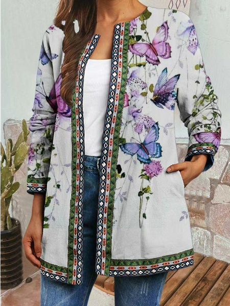 Casual Butterfly Other Coat, White, Cardigans
