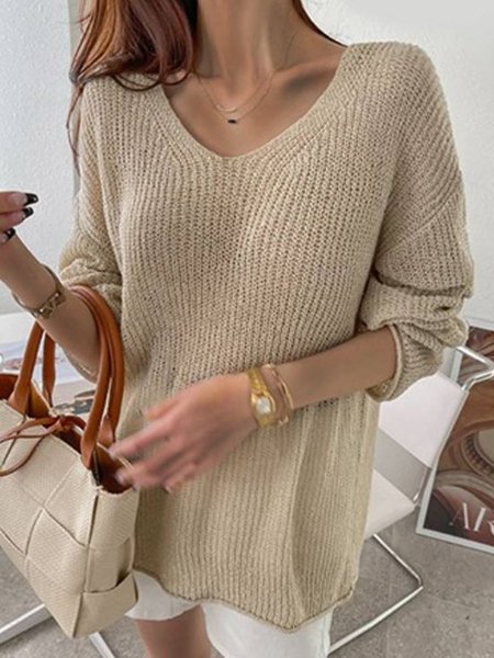 Women Casual Plain Autumn V neck Daily Pullover Wool/Knitting Regular Regular Size Sweater, Khaki, Sweaters & Cardigans
Women Casual Plain Autumn V neck Daily Pullover Wool/Knitting Regular Regular Size Sweater, Khaki, Sweaters & Cardigans