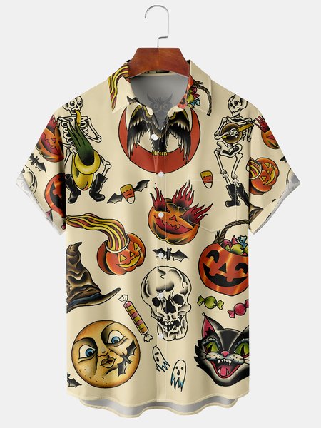 Men's Halloween Casual Short Sleeve Hawaiian Shirt with Chest Pocket, Khaki, Short Sleeve Shirts
Men's Halloween Casual Short Sleeve Hawaiian Shirt with Chest Pocket, Khaki, Short Sleeve Shirts