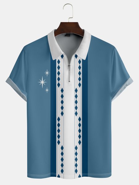 Casual Art Collection Geometric Stripes Color Block Pattern Lapel Short Sleeve Polo Print Top, Blue, Polos
Casual Art Collection Geometric Stripes Color Block Pattern Lapel Short Sleeve Polo Print Top, Blue, Polos