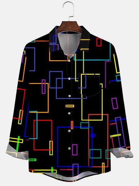 Men's Geometric Art Casual Long Sleeve Hawaiian Shirt with Chest Pocket, Black, Long Sleeve Shirts
Men's Geometric Art Casual Long Sleeve Hawaiian Shirt with Chest Pocket, Black, Long Sleeve Shirts