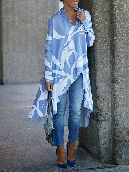Women Floral Autumn Urban Polyester Daily Loose Mid-long A-Line Shirt Collar Blouse, Blue, Blouses and Shirts
Women Floral Autumn Urban Polyester Daily Loose Mid-long A-Line Shirt Collar Blouse, Blue, Blouses and Shirts