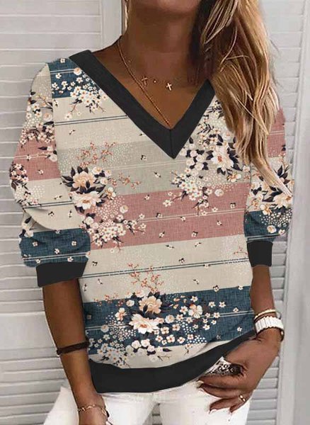 Floral V Neck Casual Long sleeve Sweatshirts, Multicolor, Sweatshirts & Hoodies
Floral V Neck Casual Long sleeve Sweatshirts, Multicolor, Sweatshirts & Hoodies