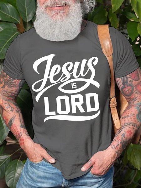 Jesus Is Lord Men's T-Shirt, Deep gray, T-shirts
