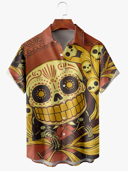 Men's Halloween Skull Print Anti-Wrinkle Moisture Wicking Fabric Fashion Hawaiian Lapel Short Sleeve Shirts, Yellow, Short Sleeve Shirts
Men's Halloween Skull Print Anti-Wrinkle Moisture Wicking Fabric Fashion Hawaiian Lapel Short Sleeve Shirts, Yellow, Short Sleeve Shirts
