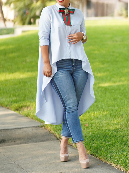 Women Plain Autumn Urban No Elasticity Long sleeve Mid-long Regular Shirt Collar Regular Size Tops, Blue, Blouses and Shirts
Women Plain Autumn Urban No Elasticity Long sleeve Mid-long Regular Shirt Collar Regular Size Tops, Blue, Blouses and Shirts
