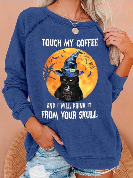 Womens Halloween Black Cat Funny Letters Crew Neck Sweatshirts, Blue, Hoodies&Sweatshirts
Womens Halloween Black Cat Funny Letters Crew Neck Sweatshirts, Blue, Hoodies&Sweatshirts