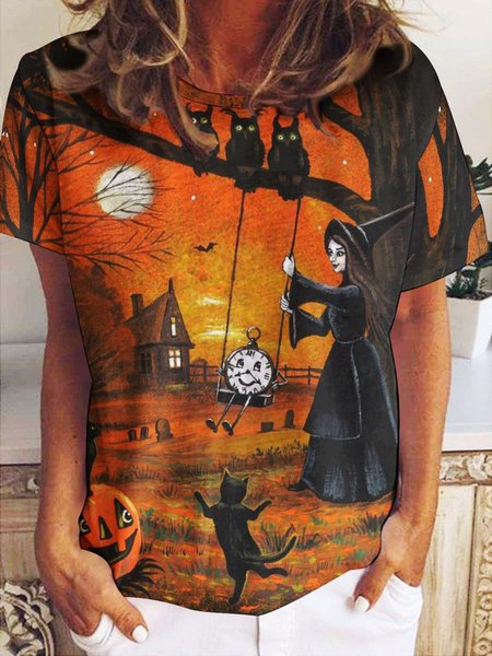 Women Funny Painting Witch Pumpkin Black Cat Halloween Crew Neck Loose T-Shirt, Orange, T-shirts
Women Funny Painting Witch Pumpkin Black Cat Halloween Crew Neck Loose T-Shirt, Orange, T-shirts