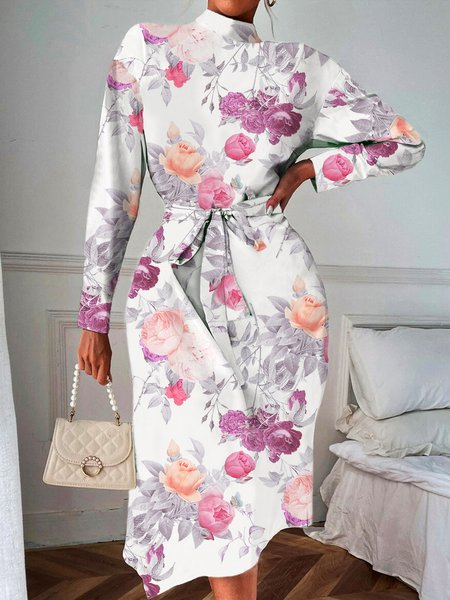 Floral Autumn Elegant Polyester Zipper Natural Daily Regular Fit Half Turtleneck Dresses for Women, White, Midi Dresses
Floral Autumn Elegant Polyester Zipper Natural Daily Regular Fit Half Turtleneck Dresses for Women, White, Midi Dresses