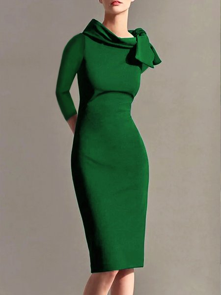 Plain Autumn Elegant Polyester Stand Collar Regular Fit S-Line Regular Hip Skirt Dresses for Women, Green, Midi Dresses
Plain Autumn Elegant Polyester Stand Collar Regular Fit S-Line Regular Hip Skirt Dresses for Women, Green, Midi Dresses