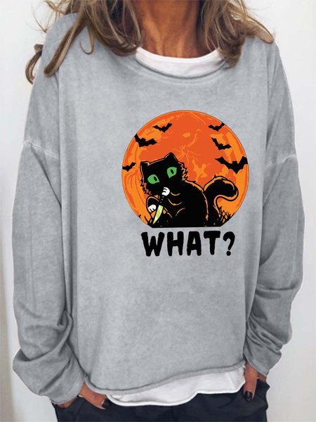 Women Halloween Black Cat Bats Loose Sweatshirts, Light gray, Hoodies&Sweatshirts
Women Halloween Black Cat Bats Loose Sweatshirts, Light gray, Hoodies&Sweatshirts