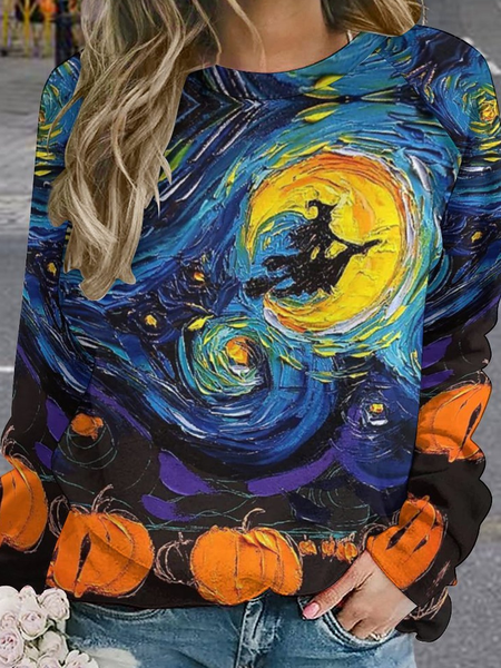 Women Funny Painting Witch Pumpkin Starry Night Loose Raglan Sleeve Sweatshirt, Blue, Hoodies&Sweatshirts
Women Funny Painting Witch Pumpkin Starry Night Loose Raglan Sleeve Sweatshirt, Blue, Hoodies&Sweatshirts