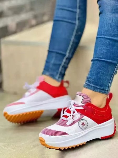 Contrast Panel Running Sneakers, Red, Sneakers 
Contrast Panel Running Sneakers, Red, Sneakers
