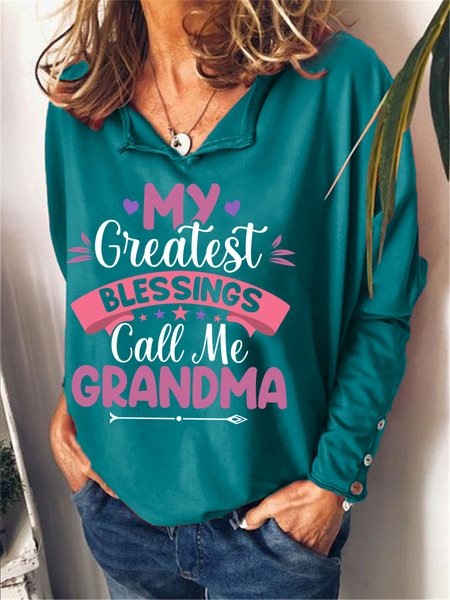 My Greatest Blessings Call Me Grandma Women Casual Sweatshirt, Green, Hoodies&Sweatshirts