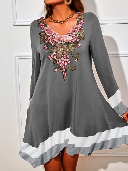 Women Casual Floral Autumn Polyester Daily Regular Fit Long sleeve Crew Neck Regular Size Dresses, Gray, Mini Dresses
Women Casual Floral Autumn Polyester Daily Regular Fit Long sleeve Crew Neck Regular Size Dresses, Gray, Mini Dresses