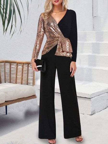 Wedding party Sequin top elastic waist pants two piece set plus size, Black, Suit Set
Wedding party Sequin top elastic waist pants two piece set plus size, Black, Suit Set