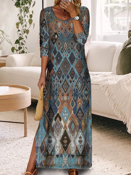 Geometric folk custom West style/cows loose Long Dress Plus Size, Blue, Dresses
Geometric folk custom West style/cows loose Long Dress Plus Size, Blue, Dresses