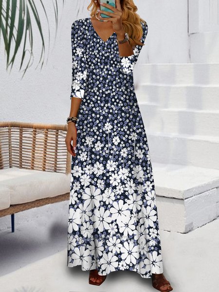 Women Casual Floral Autumn Natural Daily Loose Jersey Long Pullover Dress, Blue, Maxi Dresses
Women Casual Floral Autumn Natural Daily Loose Jersey Long Pullover Dress, Blue, Maxi Dresses