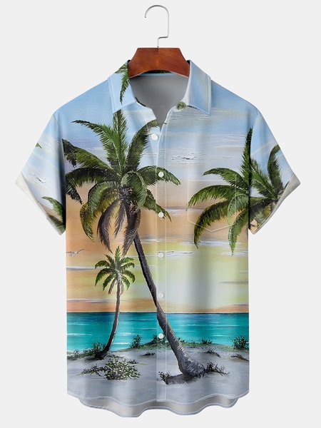 Men's Artistic Coconut Tree Print Casual Breathable Short Sleeve Shirt, Blue, Short Sleeve Shirts
Men's Artistic Coconut Tree Print Casual Breathable Short Sleeve Shirt, Blue, Short Sleeve Shirts