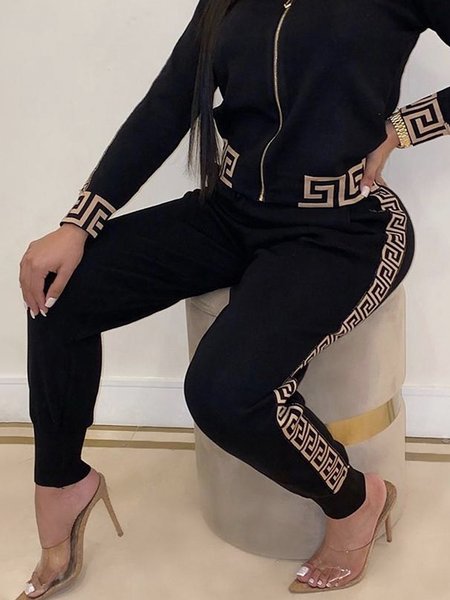 Casual Plain Mid Waist Regular Fit Sweatpants, Black, Pants
