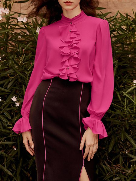 Women Plain Autumn Elegant Loose Commuting Long sleeve Flouncing H-Line Regular Blouse, Rose red, Blouses and Shirts
Women Plain Autumn Elegant Loose Commuting Long sleeve Flouncing H-Line Regular Blouse, Rose red, Blouses and Shirts