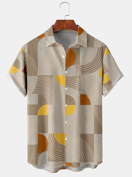 Mens Geo Print Front Buttons Soft Breathable Chest Pocket Casual Hawaiian Shirts, Khaki, Short Sleeve Shirts 
Mens Geo Print Front Buttons Soft Breathable Chest Pocket Casual Hawaiian Shirts, Khaki, Short Sleeve Shirts