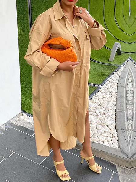 Women Plain Autumn Urban Polyester Natural Loose Long Long sleeve Regular Size Dresses, Light khaki, Maxi Dresses
Women Plain Autumn Urban Polyester Natural Loose Long Long sleeve Regular Size Dresses, Light khaki, Maxi Dresses