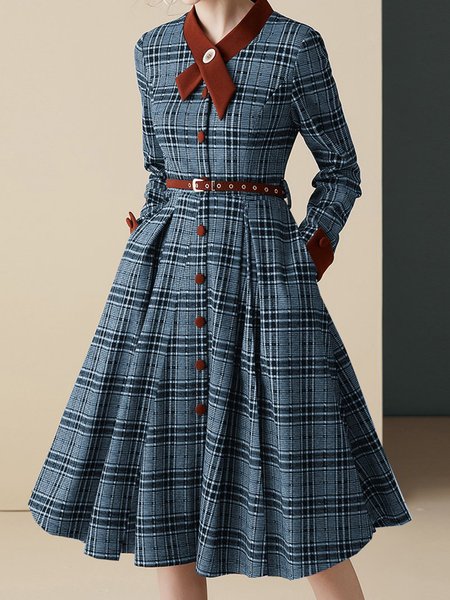 Plaid Autumn Elegant V neck Micro-Elasticity Commuting X-Line Regular Regular Size Dresses for Women, Blue, Midi Dresses
Plaid Autumn Elegant V neck Micro-Elasticity Commuting X-Line Regular Regular Size Dresses for Women, Blue, Midi Dresses